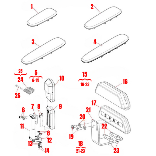 Gel Arm Pads, Side Supports and Elbow Stops